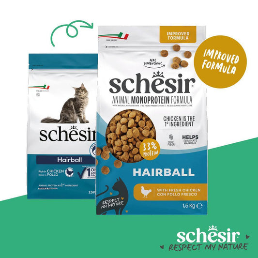 Schesir Hairball Chicken monoprotein dry cat food 1.5kg official product image 2