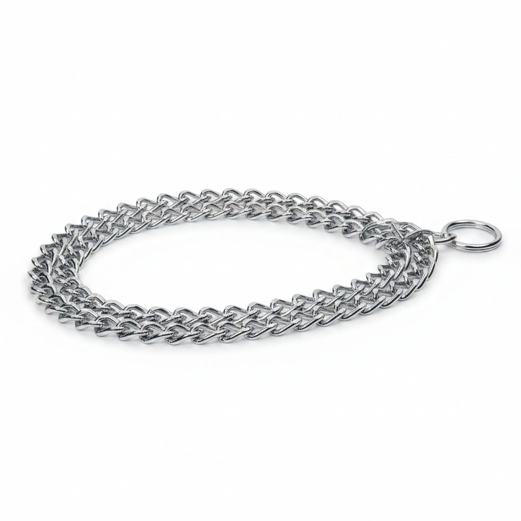 Mio Double-Row Training Chain Dog Collar – Silver, 50–60 cm (XL)