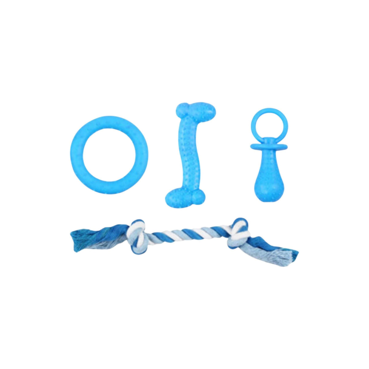 BLUE Puppy Life-Teething Dog Puppy Toy Set Blue