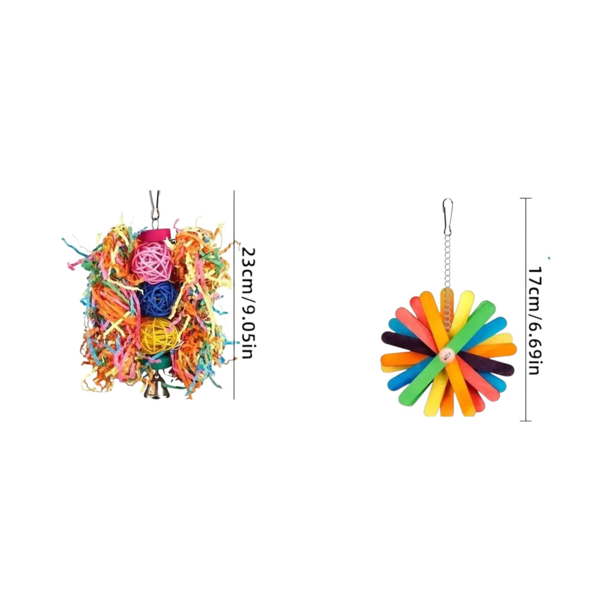 Colorful Shredding Foraging Toy & Hanging Chew Ball Set, 2 Pieces Bird - Parrot Toy
