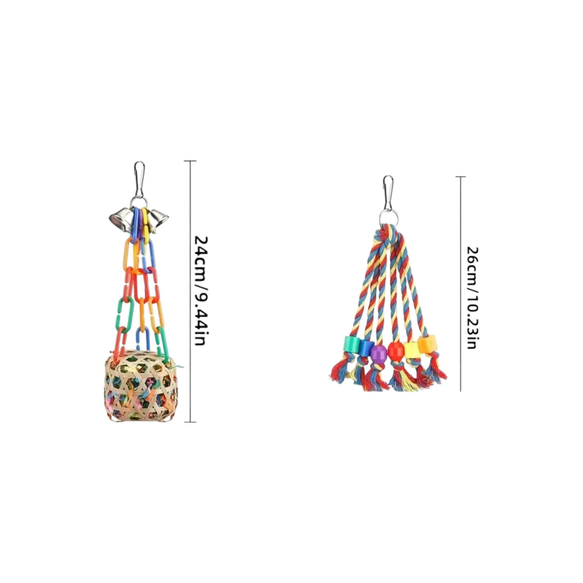 Colourful Rope Swing & Foraging Ball Set, 2 Pieces Bird - Parrot Toy