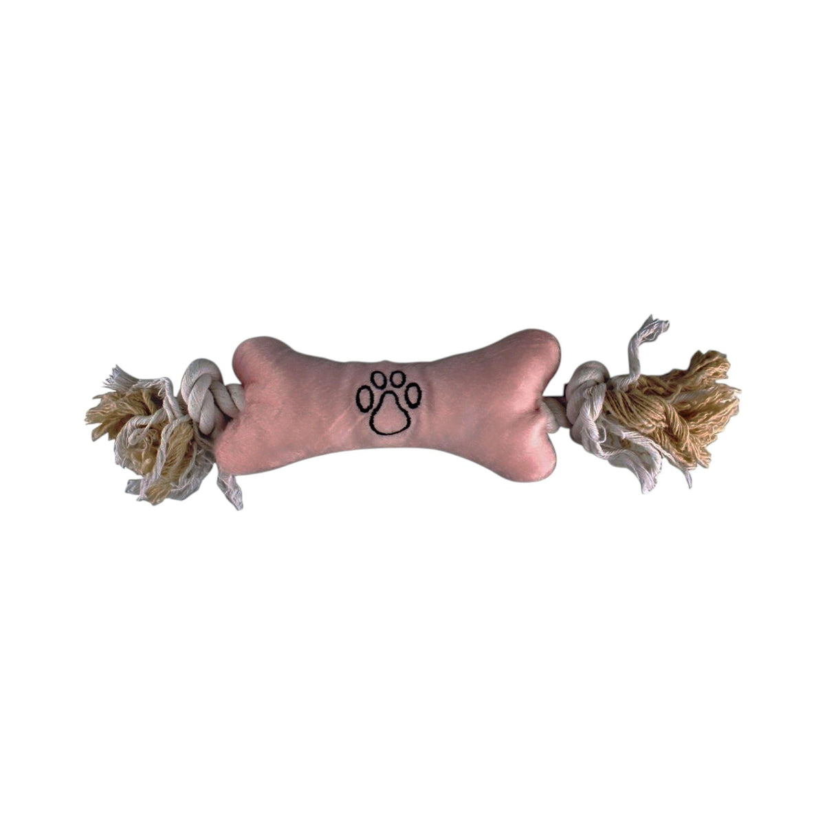 Dog Toy Puppy Plush Wessel Bone Cord with 2 knots Pink