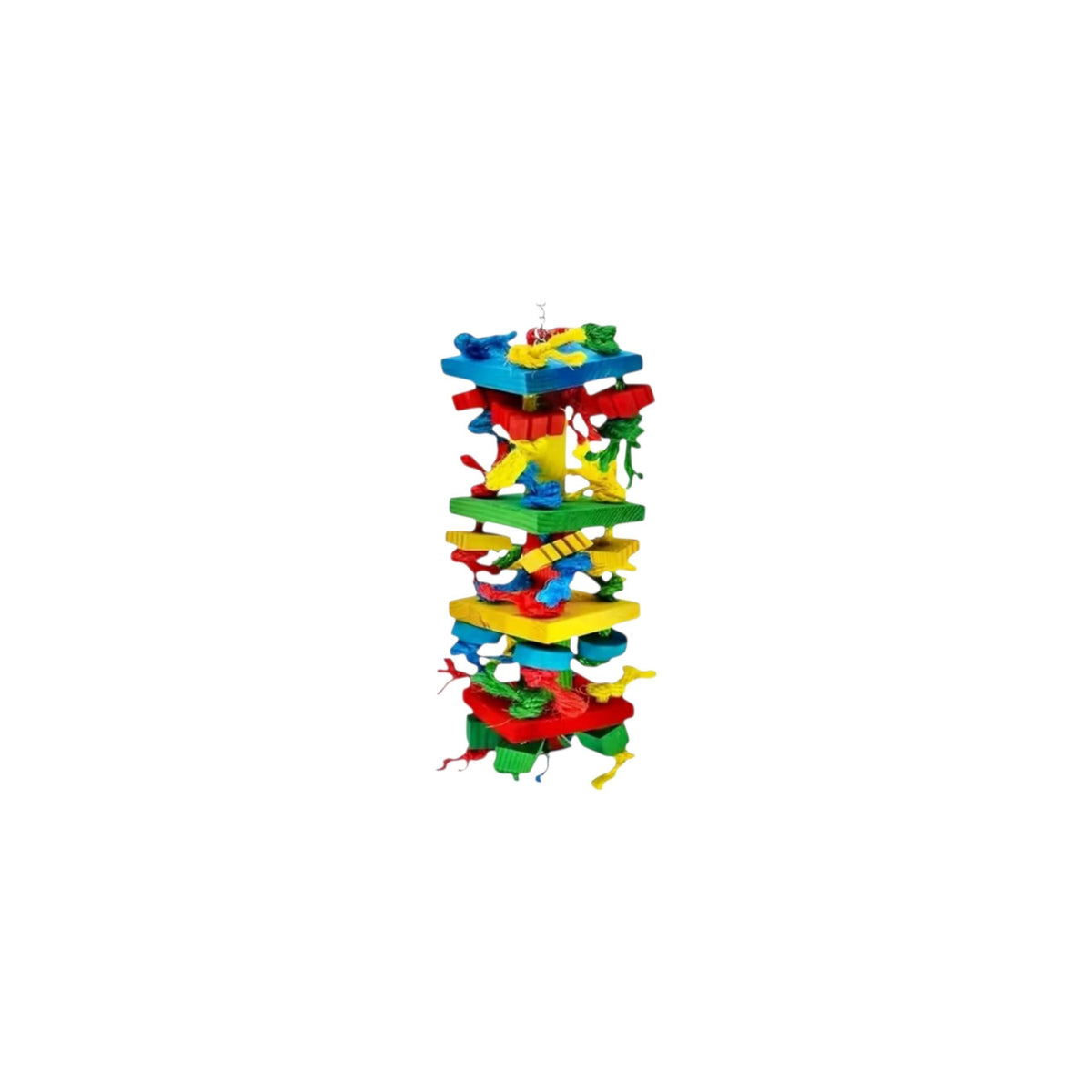 Extra Large Colorful Wood & Rope Parrot Chew Toy (55cm x 15cm) Bird - Parrot Toy