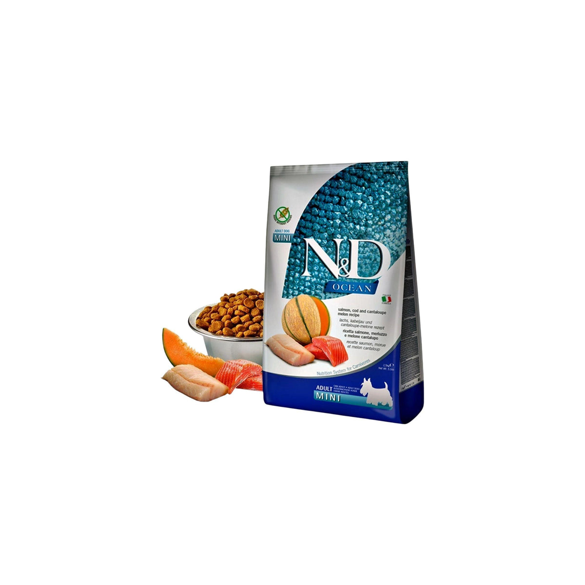 N&D Ocean Salmon, Cod & Cantalupe Melon Adult Mini Dog Dry Food 2.5kg