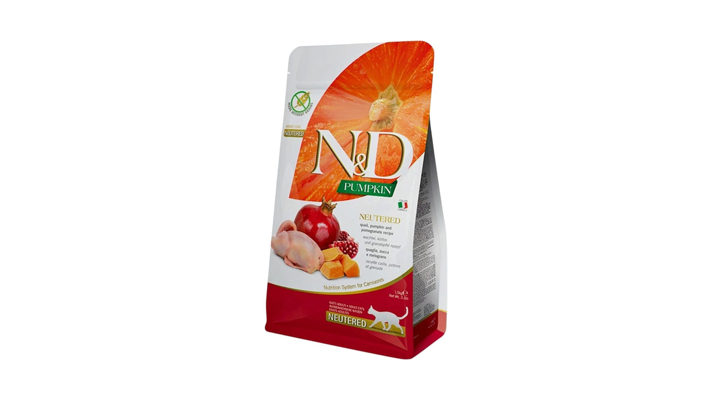 N&D Pumpkin Cat Food Neutered Quail & Pom 1.5kg