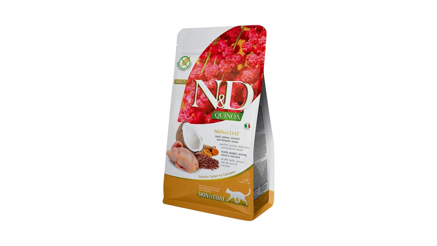 N&D Quinoa Cat Food Skin & Coat Quail 1.5kg