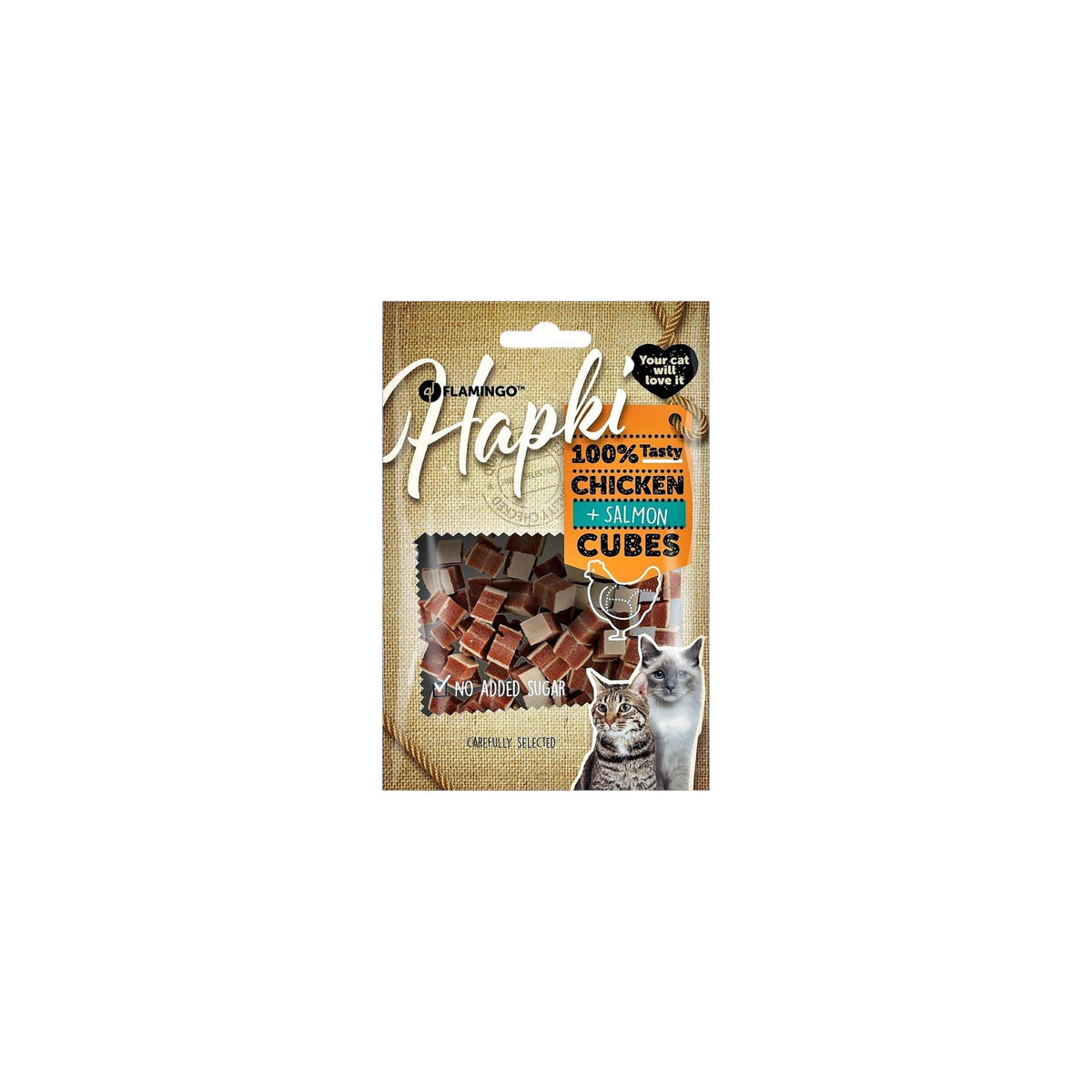 Hapki Small blocks with chicken & with salmon cat treat 50g