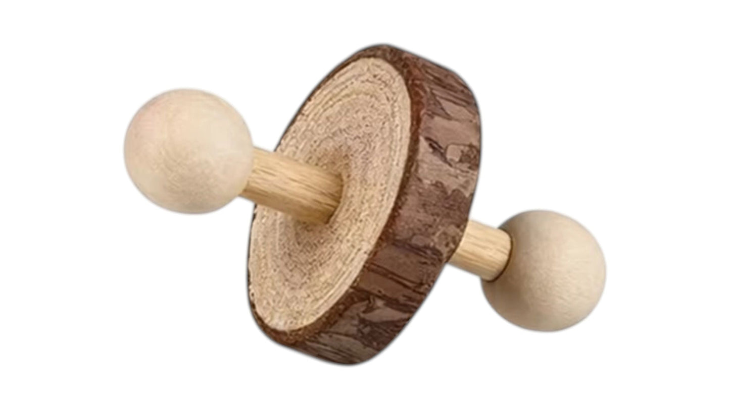 Natural Wooden Dumbbell Chew Toy for Rodents