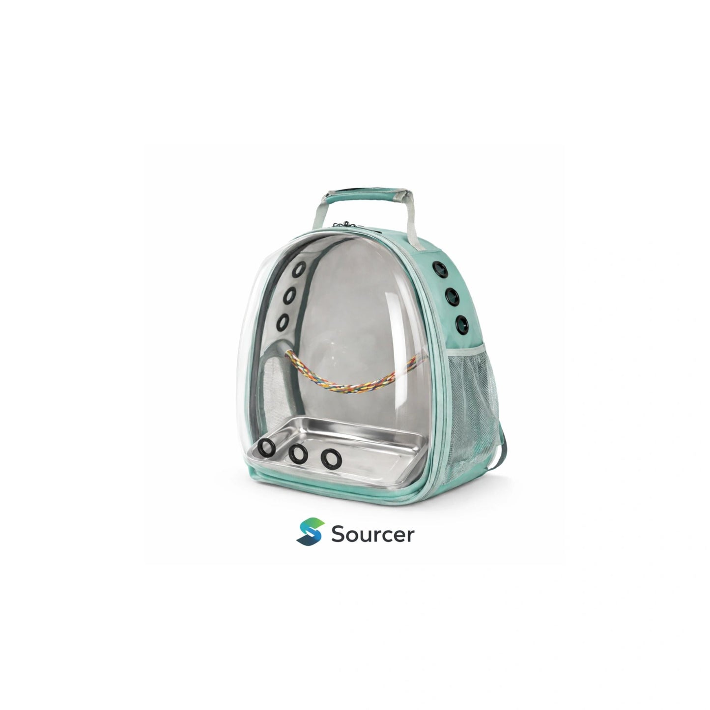 Sourcer Clear View Medium Parrot Travel Backpack Green – 40.6cm Height (Galah, Corella & Similar Size Parrots)