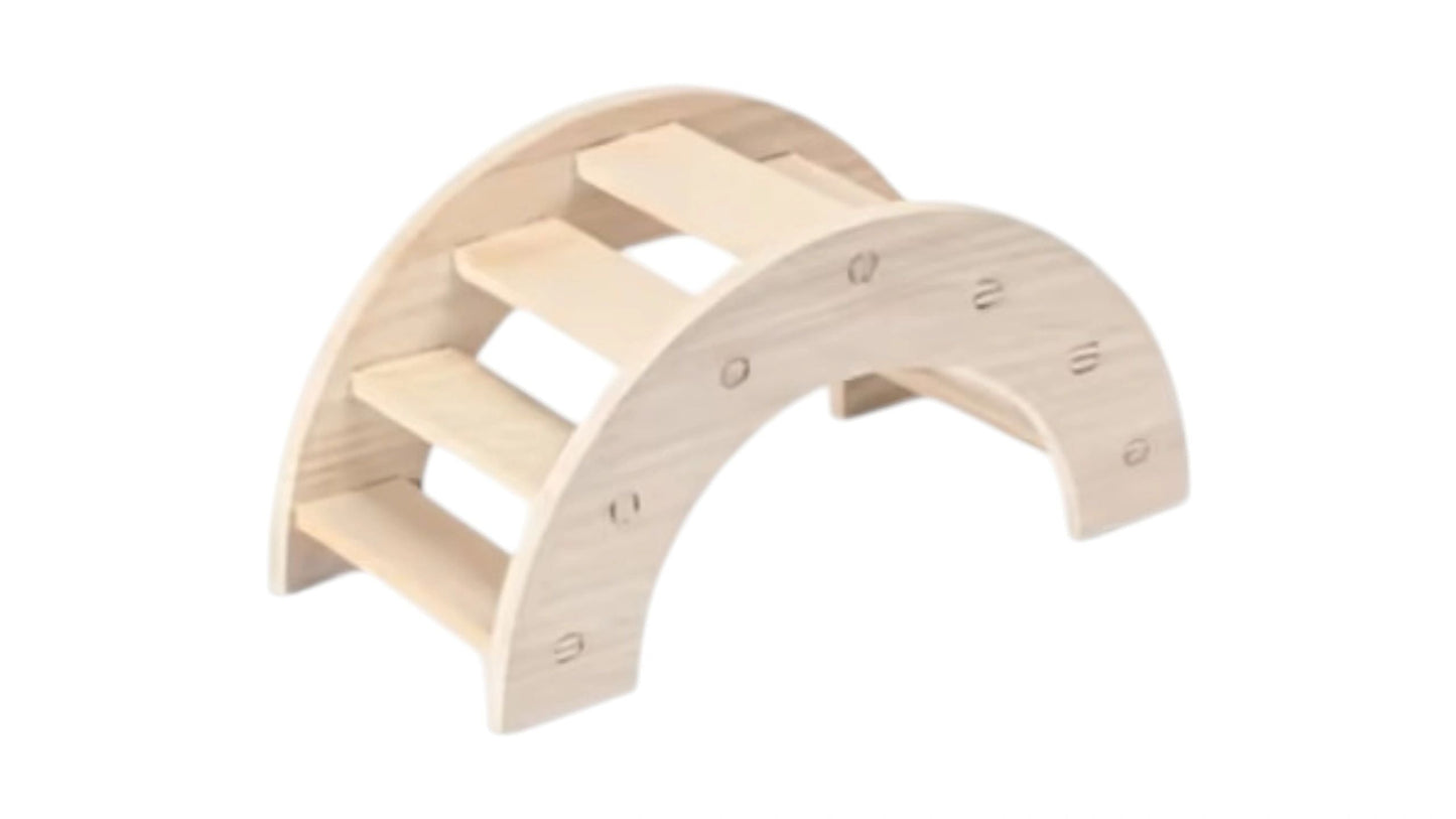 Wooden Arch Bridge Climbing Chew Toy for Hamsters and Small Rodents. 1 Piece