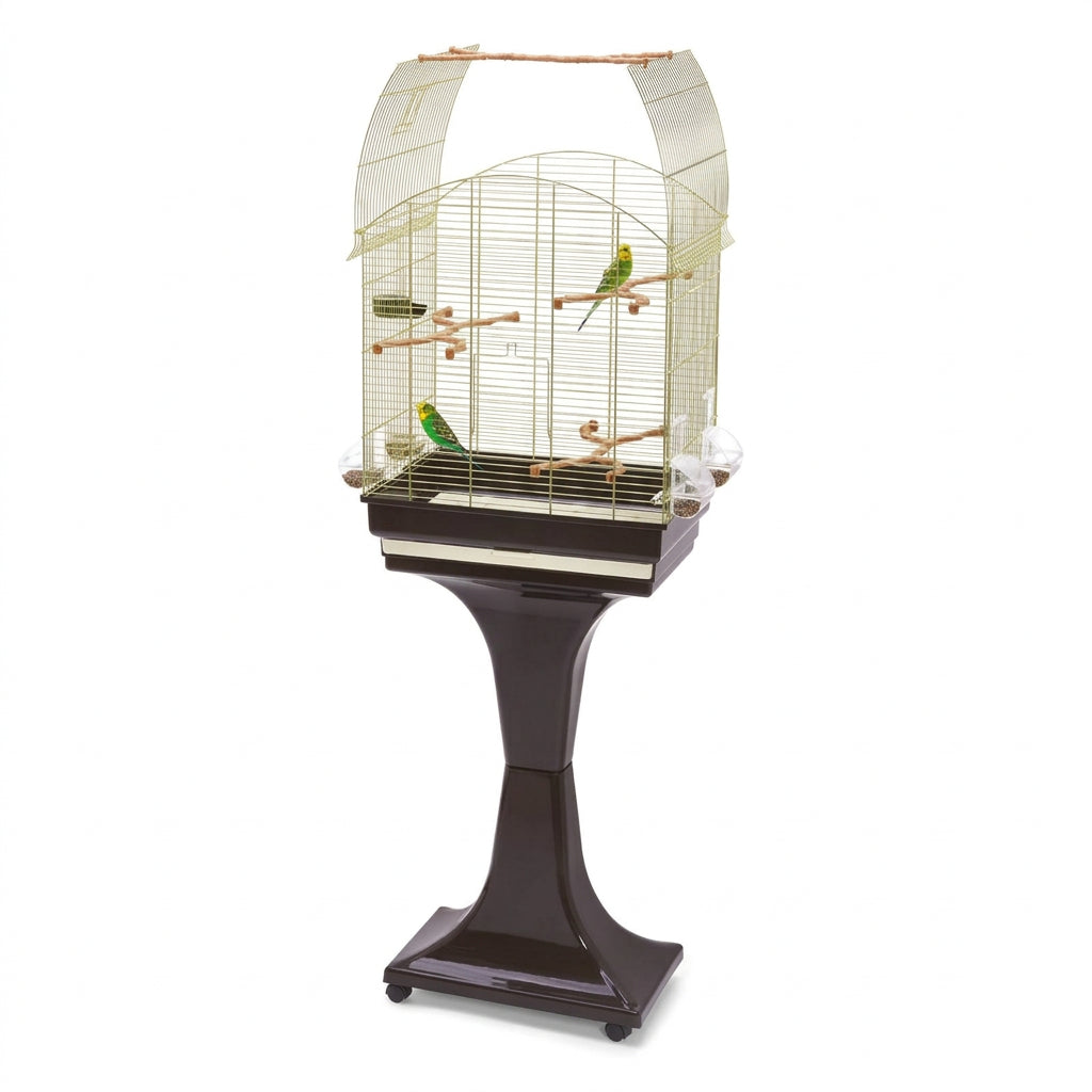 IMAC Agata Deluxe gold and brown bird cage with wheeled stand