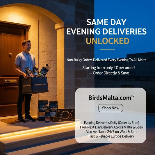 Premium bird food, dog nutrition, and gardening supplies available for same-day delivery in Malta