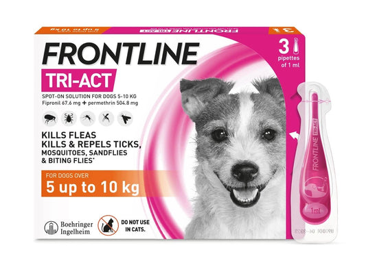Frontline Tri-Act Flea & Tick Treatment Dogs 5-10kg 3 Pipettes