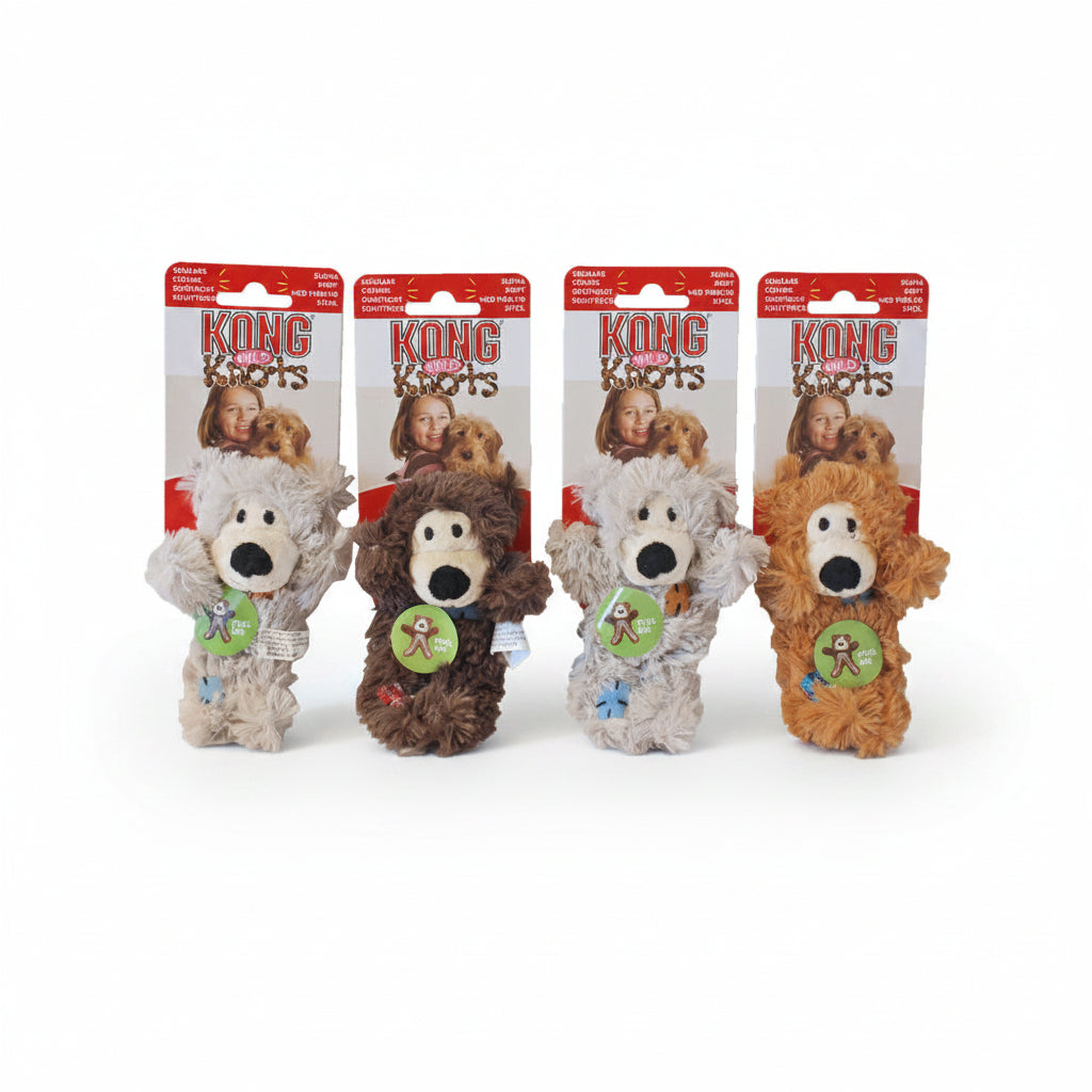 KONG Wild Knots Bear extra small plush rope squeaky dog toys in assorted colours
