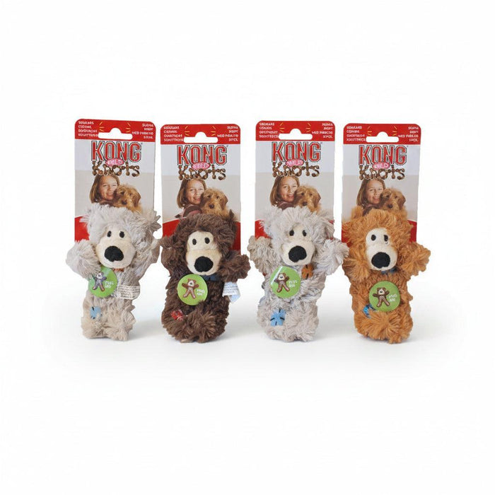 KONG Wild Knots Bear extra small plush rope squeaky dog toys in assorted colours