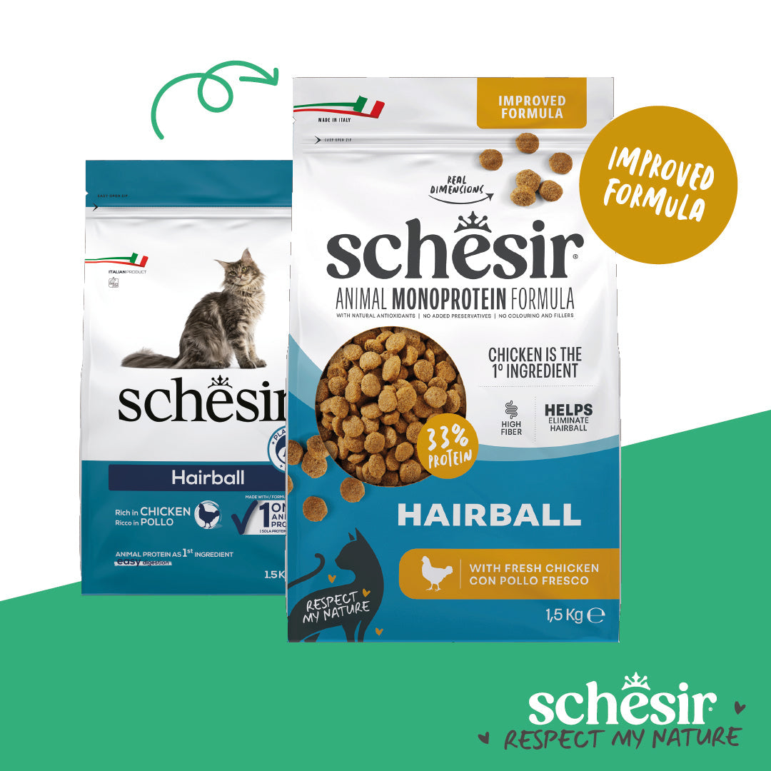 Schesir Hairball Chicken monoprotein dry cat food 1.5kg official product image 2