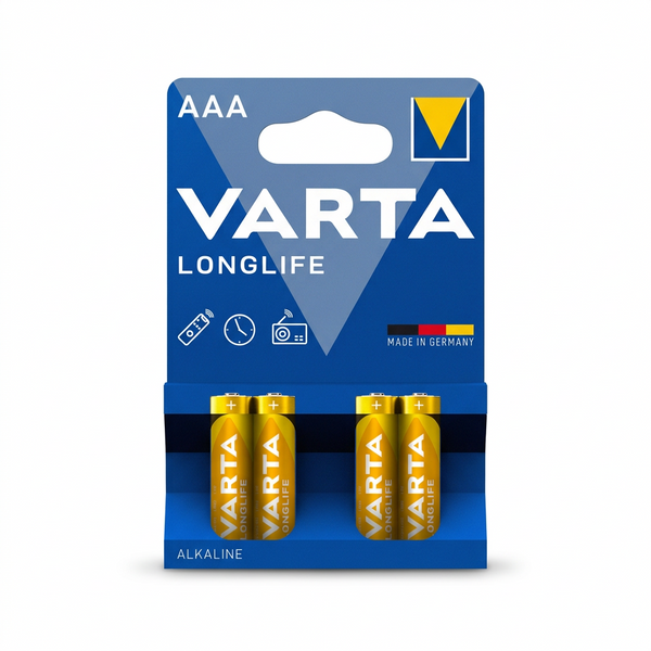 VARTA Longlife AAA LR03 1.5V alkaline batteries four pack