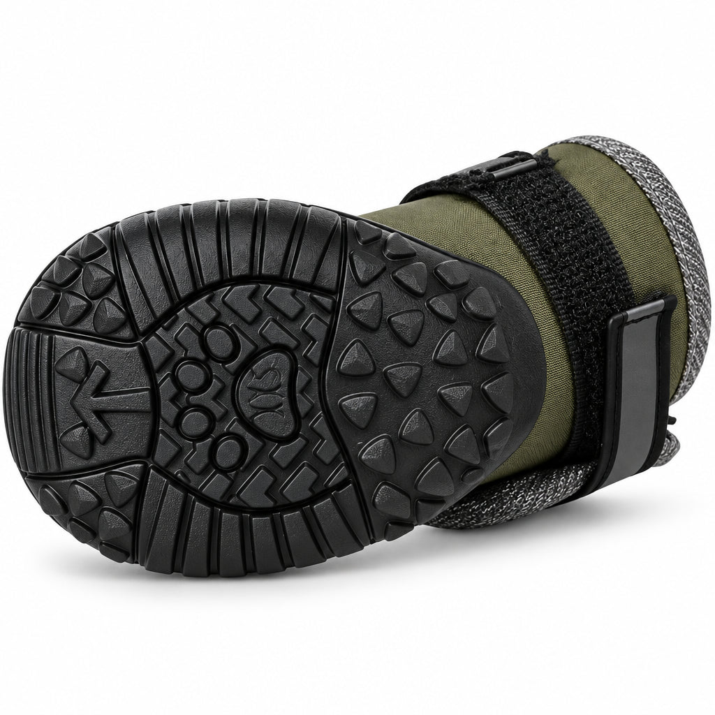 Kajan dog shoe sole showing the textured grip for hot pavement, ice and rough ground