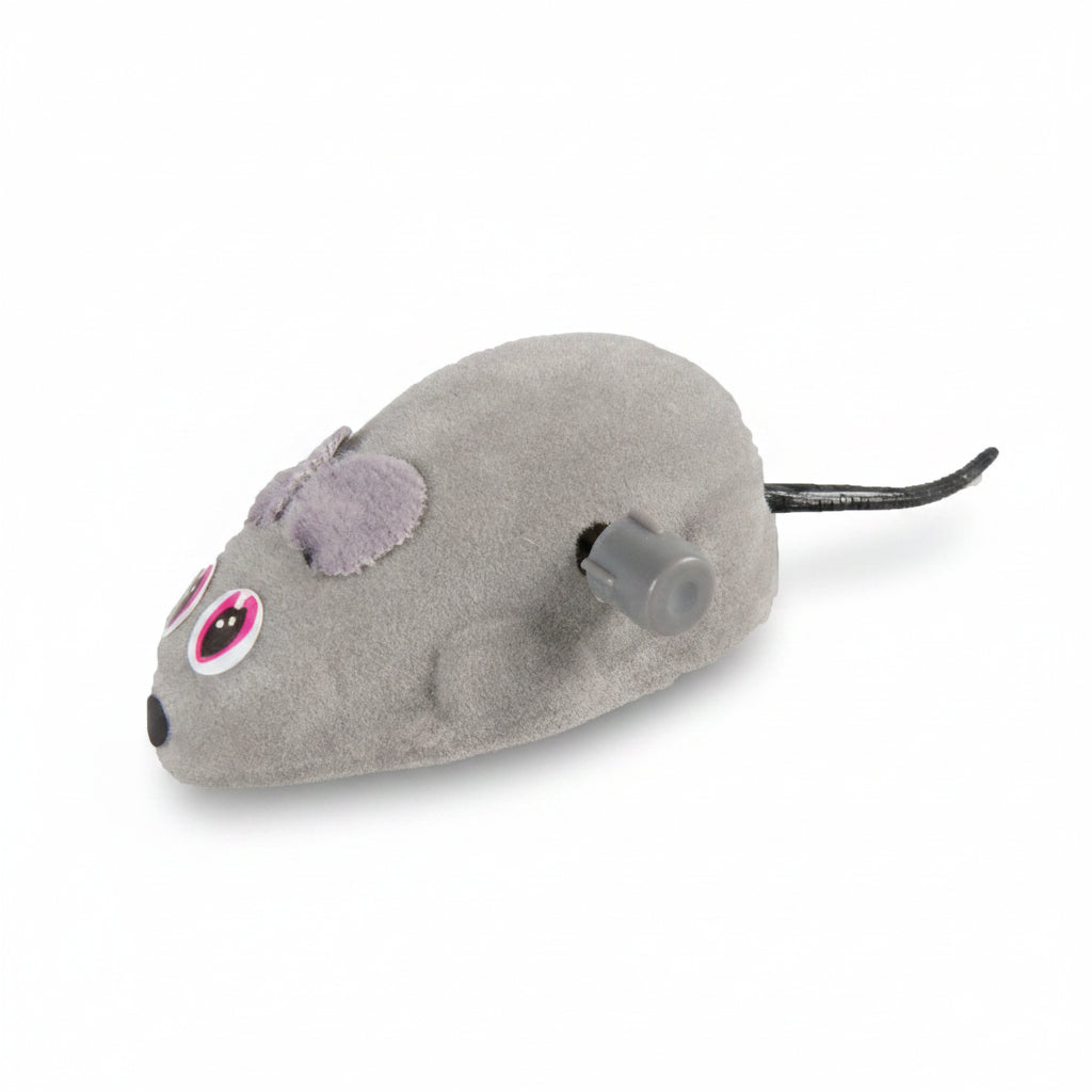 Flamingo Xavier grey wind-up moving mouse cat toy, 11 cm