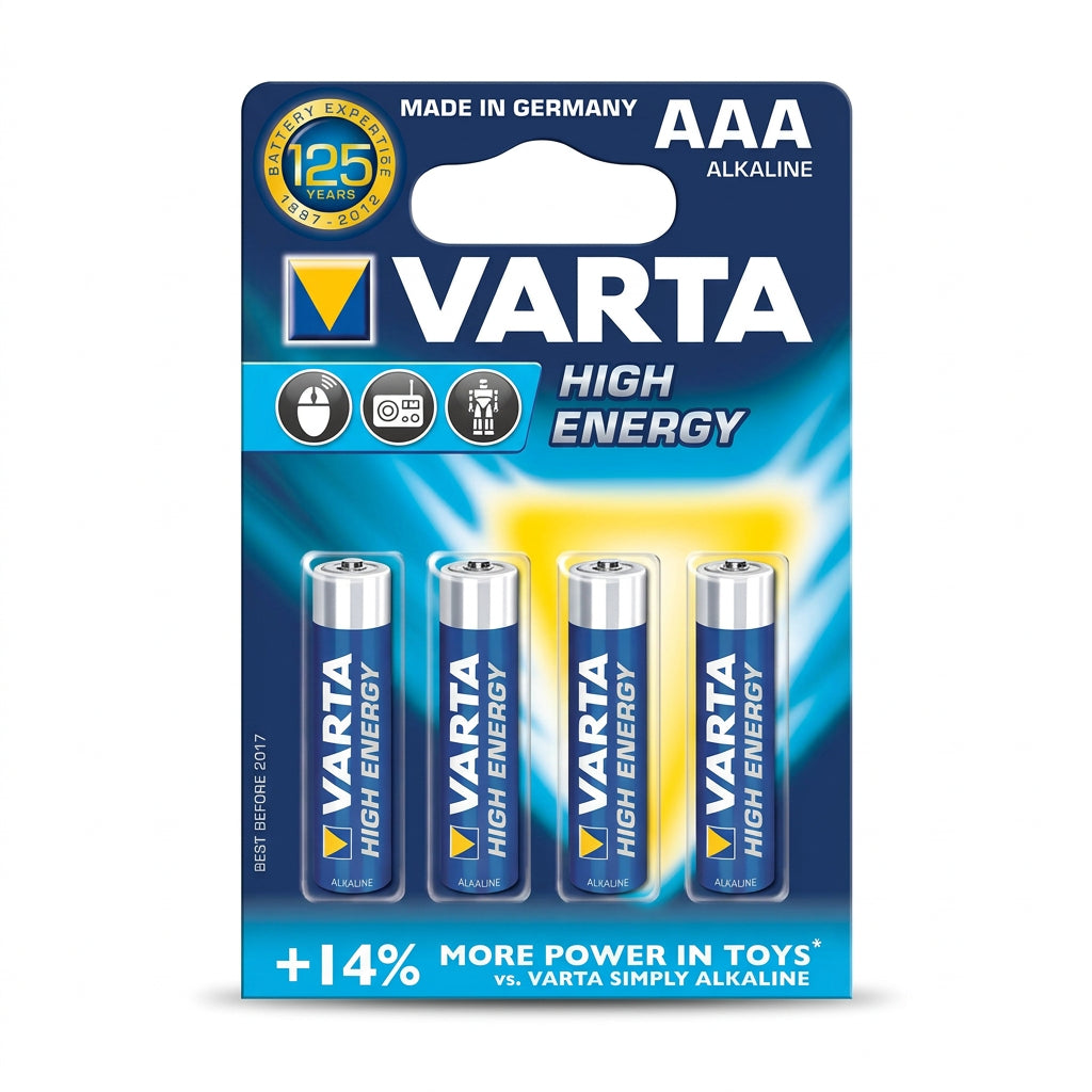 VARTA High Energy AAA LR03 1.5V alkaline batteries four pack