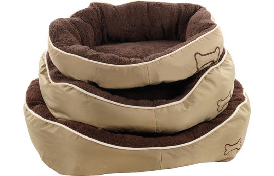 Chipz brown plush rectangular dog bed in large 73 by 70 by 20 centimetre size
