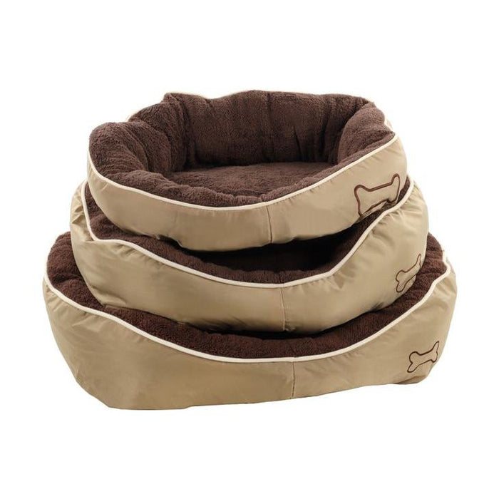 Chipz brown plush rectangular dog bed in large 73 by 70 by 20 centimetre size