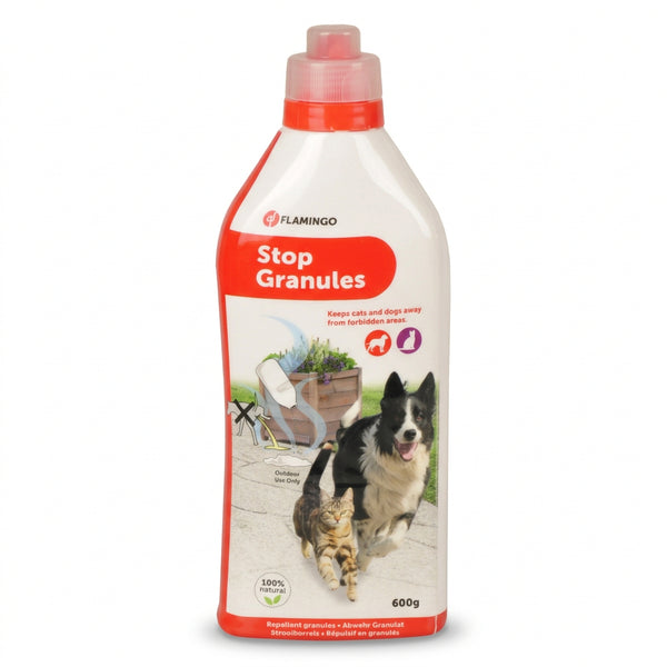 Flamingo STOP natural dog and cat outdoor repellent granules 600 gram bottle