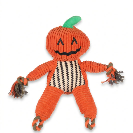 Flamingo Bunut orange pumpkin corduroy plush squeaky dog toy 33cm