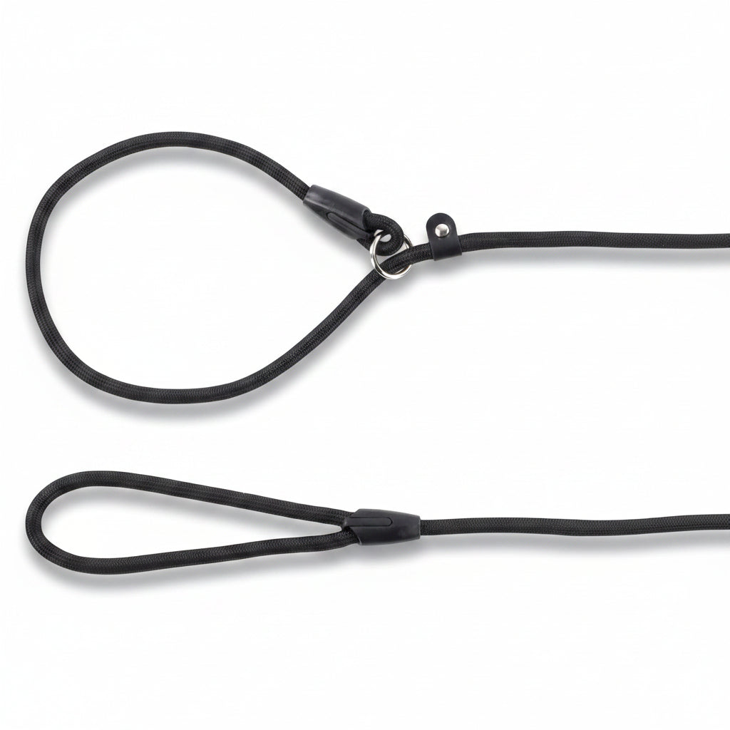 Flamingo Allegro slim black dog slip lead, 165 cm long and 8 mm thick