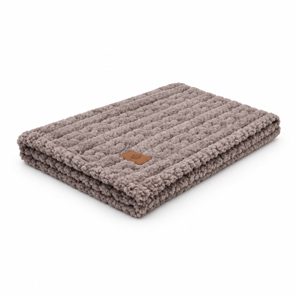 Soft brown pet blanket measuring 100 by 70 centimetres for dogs and cats