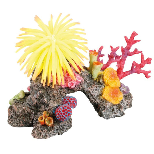Aquarium Decoration Reef With Anemone Yellow (14X11X12.5Cm) - 28225