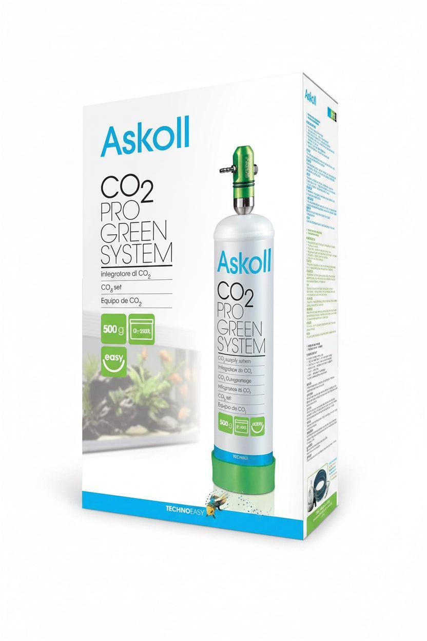 Askoll CO2 Pro Green System canister and packaging on a white background