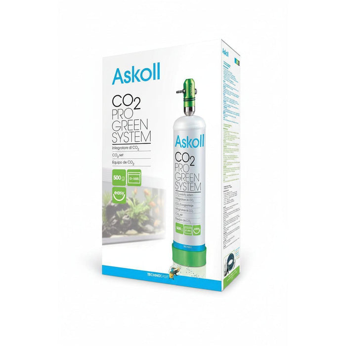 Askoll CO2 Pro Green System canister and packaging on a white background