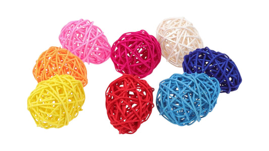 Bird Rattan Balls Chew Toy, X 8