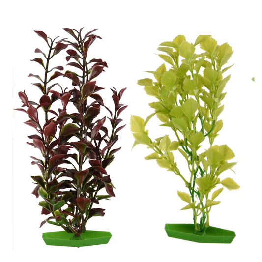 Bundle 1 Aquarium Decorative Plastic Plants X 2 (10X6X22Cm)