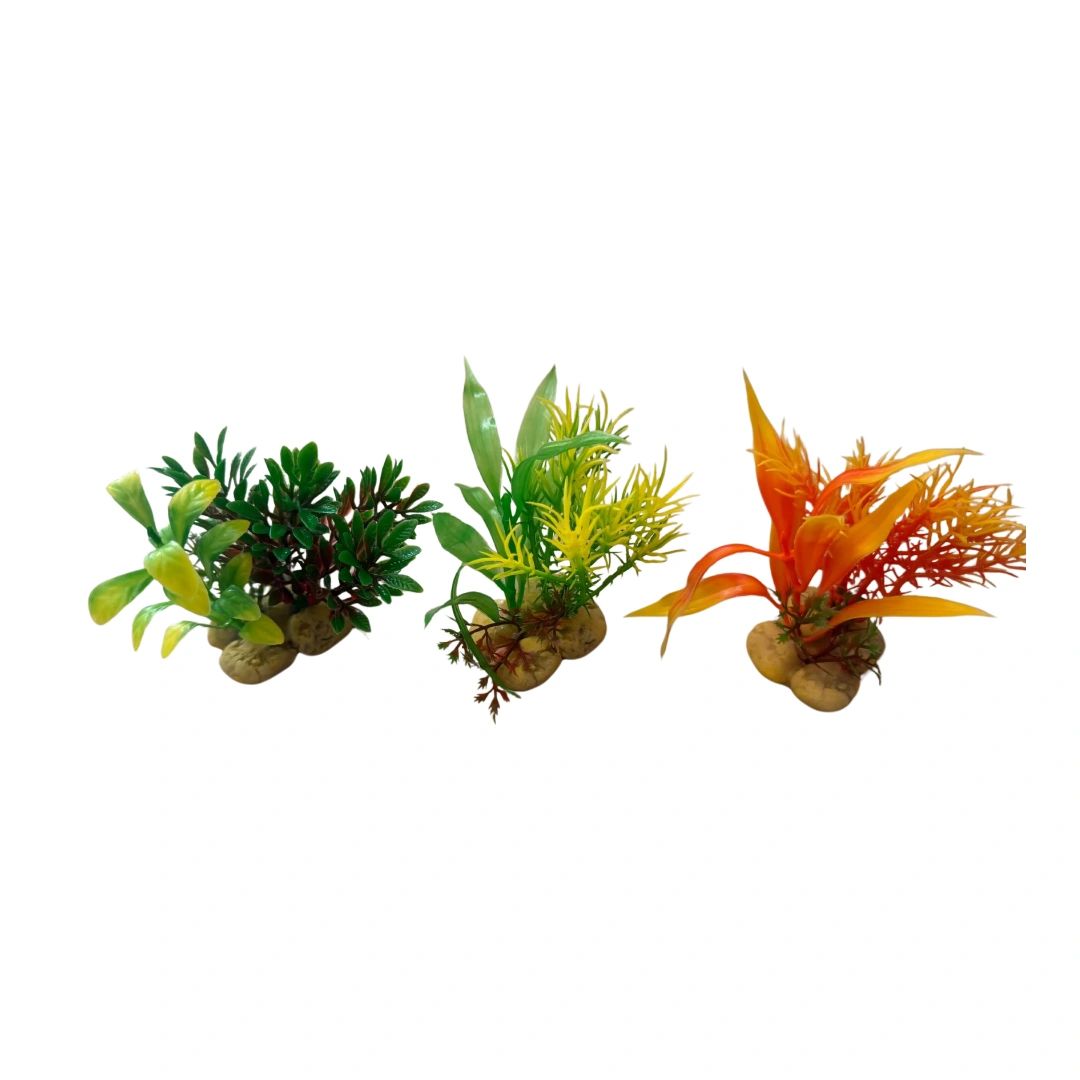 Bundle 4 Small Colorful Aquarium Plants X 3Pcs (7X8.2X10.6cm)
