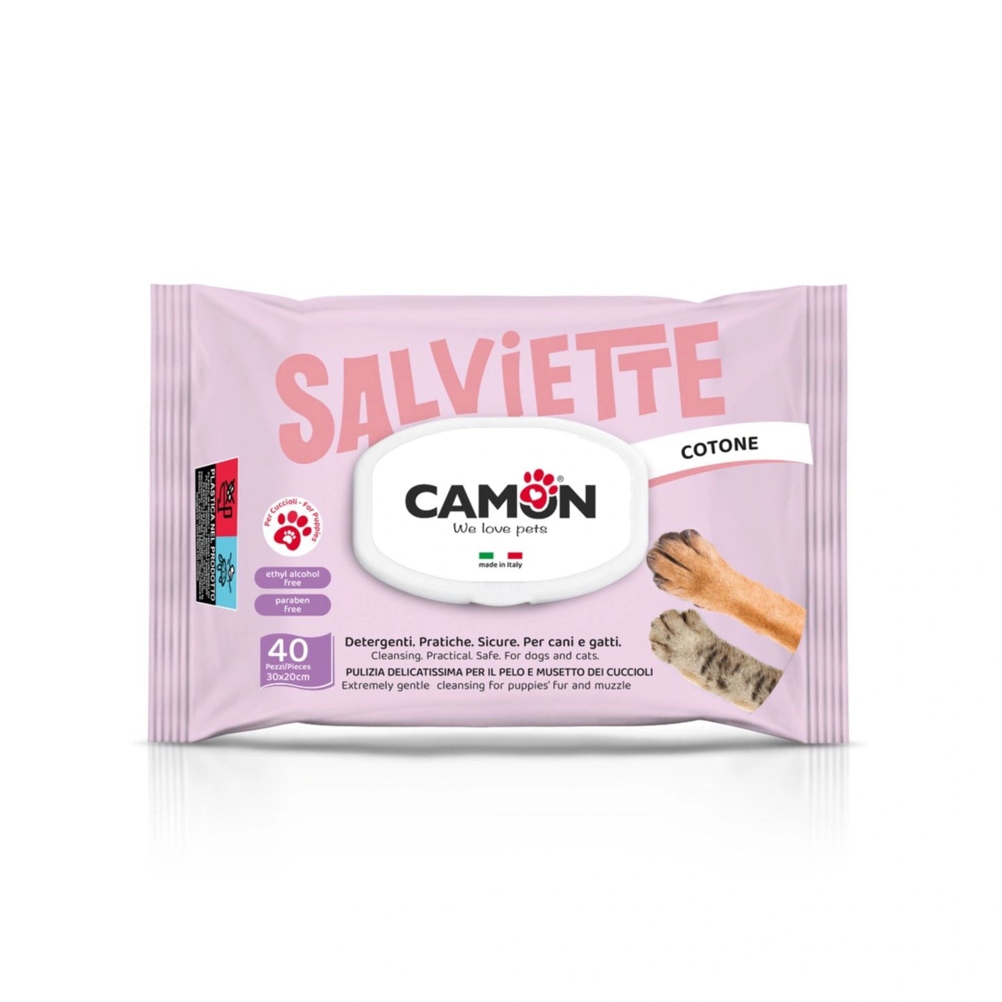 Camon Cotton Puppy & Kitten Pet Cleaning Wipes 40pcs Dog & Cat Grooming