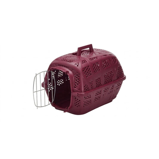 IMAC Carry Sport Metal Durable, Travel-Ready Cat Carrier for Active Pets - Size: 48.5 x 34 x 32cm (Burgundy)