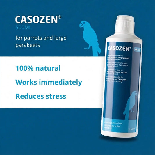 Casozen® Liquid (500ml) – Natural Anti-Stress & Feather Plucking Remedy for Large Parakeets & Parrots