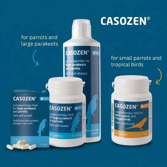 Casozen® Natural Anti-Stress & Feather Plucking Supplement (10 Capsules) Help your bird relax and thrive with nature's most effective calming remedy.