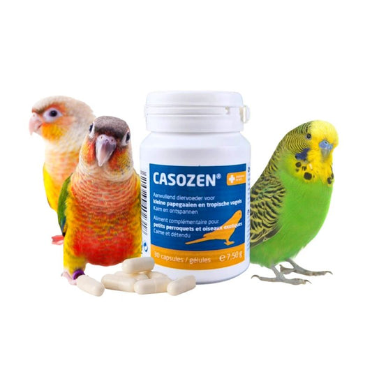 Casozen® Natural Anti-Stress & Feather Plucking Supplement for Small Parrots & Tropical Birds (30 Capsules)