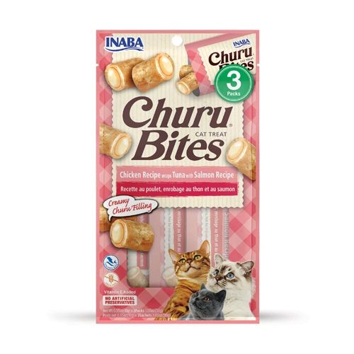 Cat Treats Inaba Churu Bites Treat For Cats - Chicken Wraps with Tuna & Salmon (3 Pack)