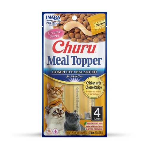 Cat Treats Inaba Churu Creamy Pure Treat For Cats - Chicken with Cheese Recipe (4-Tube Pack)