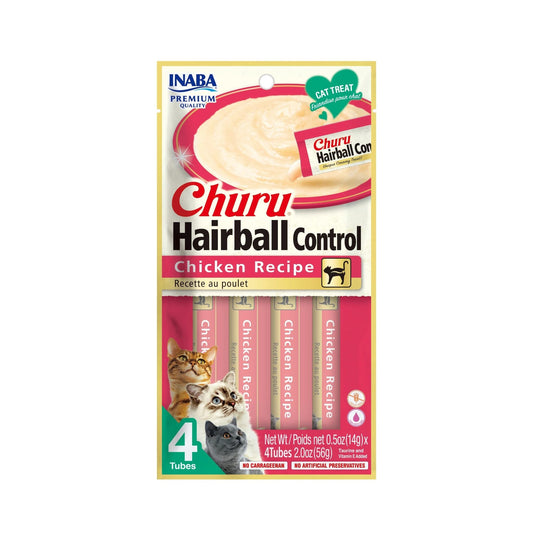 Churu Hairball Control Chicken Cat Treats Creamy Lickable Snacks 4 Pack