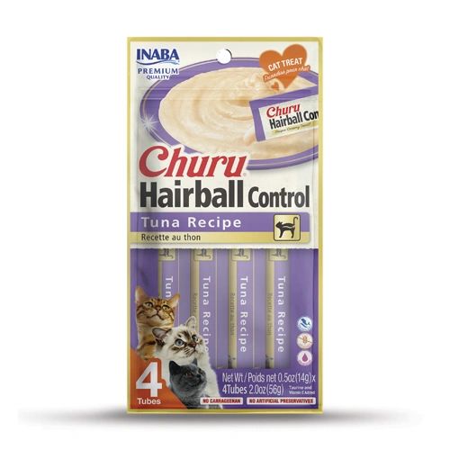 Churu Hairball Control Tuna Cat Treats Creamy Lickable Snacks 4 Pack