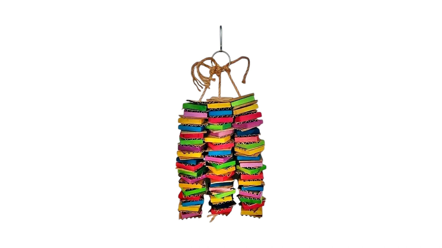 Colorful Cardboard & Wood Shredding Parrot Toy (30cm x 12.5cm) Bird - Parrot Toy