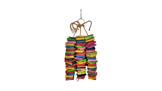 Colorful Cardboard & Wood Shredding Parrot Toy (30cm x 12.5cm) Bird - Parrot Toy