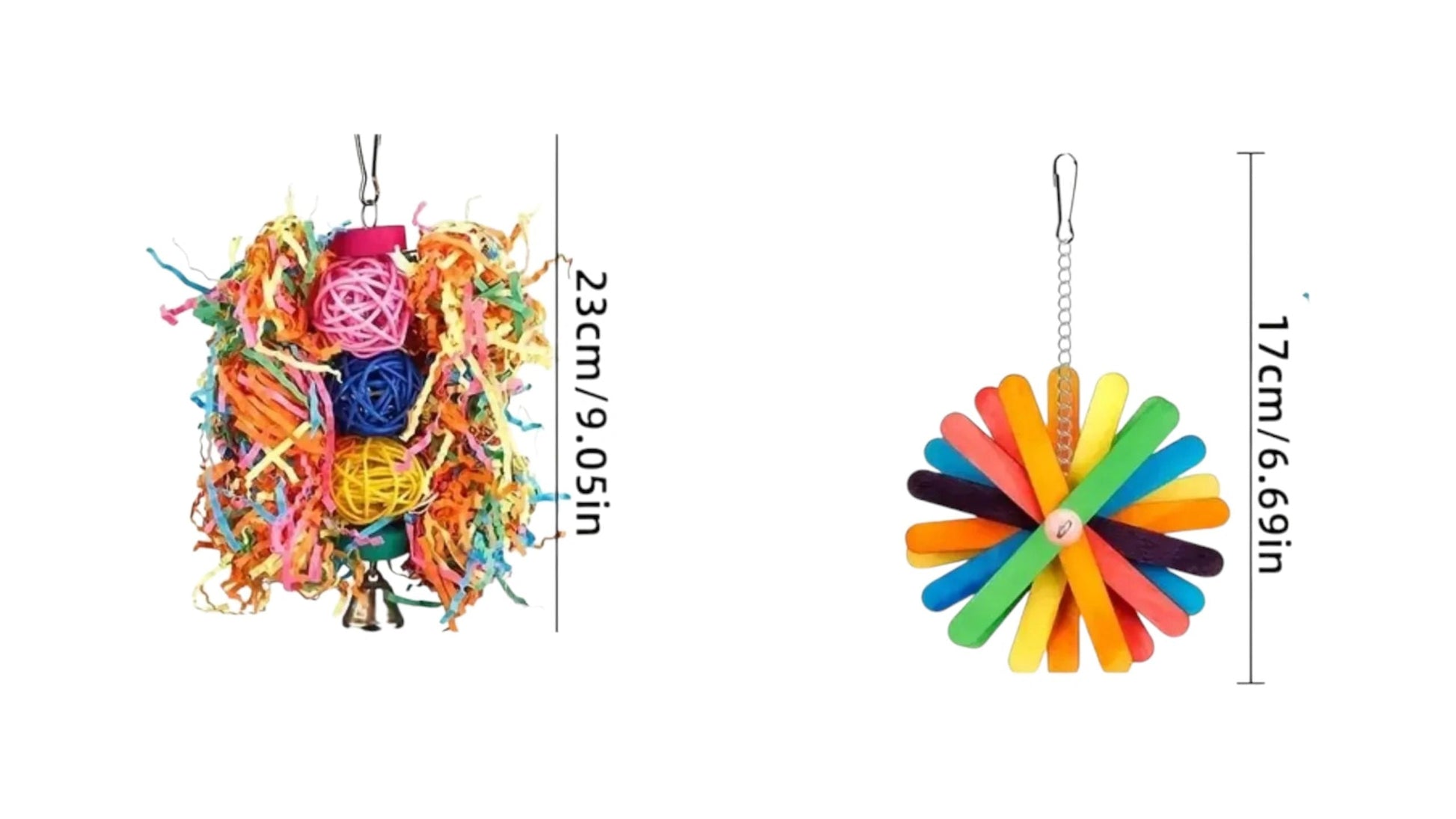 Colorful Shredding Foraging Toy & Hanging Chew Ball Set, 2 Pieces Bird - Parrot Toy