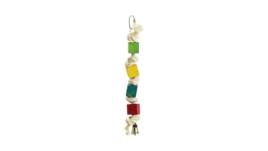 Coloured Playing Rope Wood, 26cm Bird - Parrot Toy