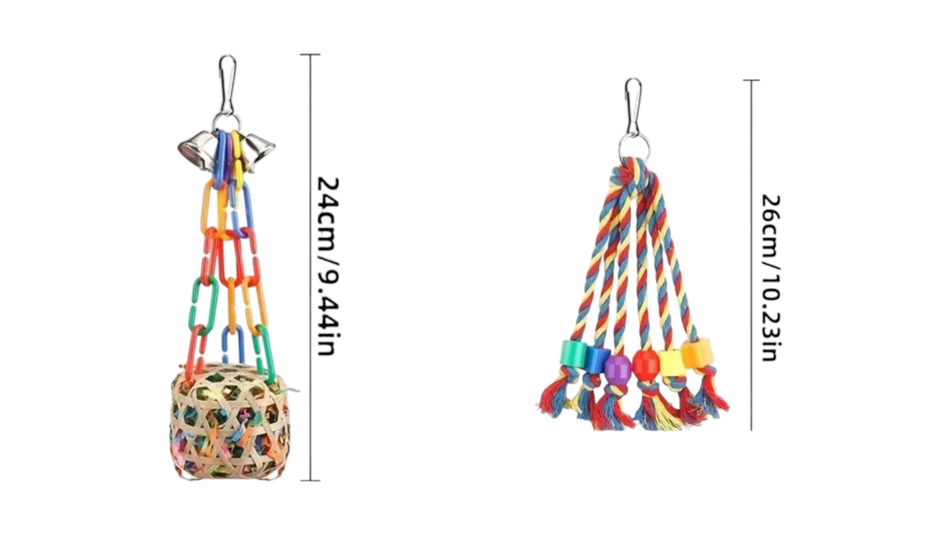 Colourful Rope Swing & Foraging Ball Set, 2 Pieces Bird - Parrot Toy